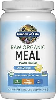 Garden of Life Meal Replacement Shakes, Vegan Raw Organic Protein Powder, Vanilla Protein Powder with Plant Based Pea Protein, Sprouts, Greens, Probiotics, Dairy Free 28 Servings