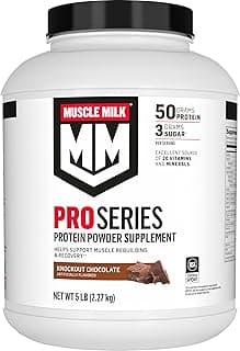 Muscle Milk Pro Series Protein Powder Supplement, Knockout Chocolate, 5 Pound, 28 Servings, 50g Protein, 3g Sugar, 20 Vitamins & Minerals, NSF Certified for Sport, Workout Recovery